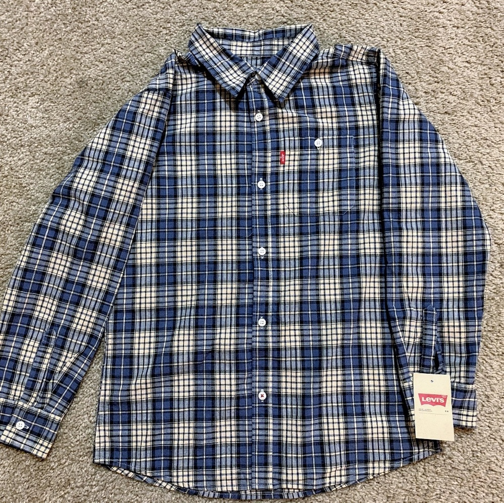 Boys Levis Plaid Button Down